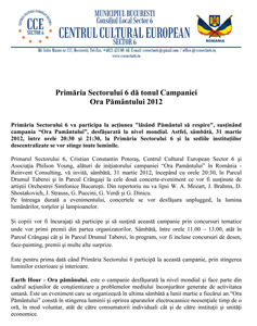 Comunicat din partea Centrului Cultural European Sector 6